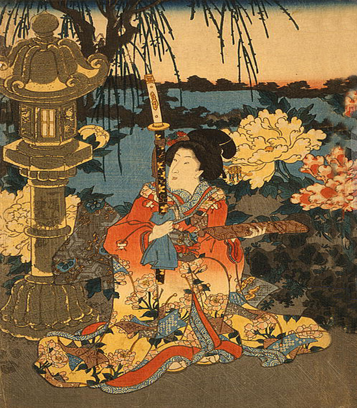 Fukigusa sono yuran, Visiting a Flower Garden Canvas Wall Art - Large One Panel