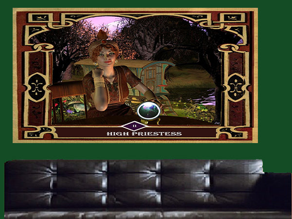 2 High Priestess Canvas Wall Art - Tarot Canvas Wall Art - Large One Panel