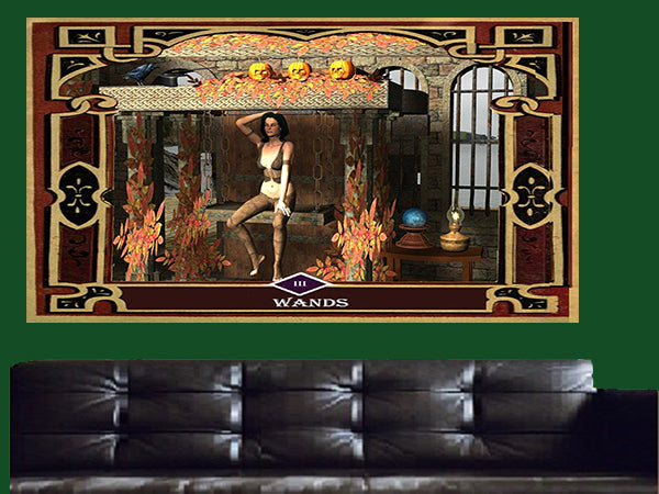 3 of Wands Canvas Wall Art - Tarot Canvas Wall Art - Large One Panel