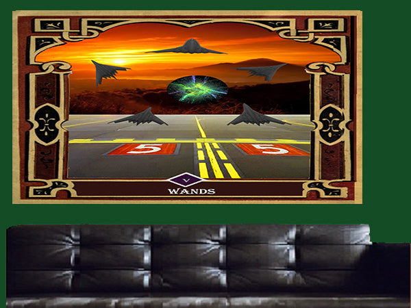 5 Of Wands Canvas Wall Art - Tarot Canvas Wall Art - Large One Panel