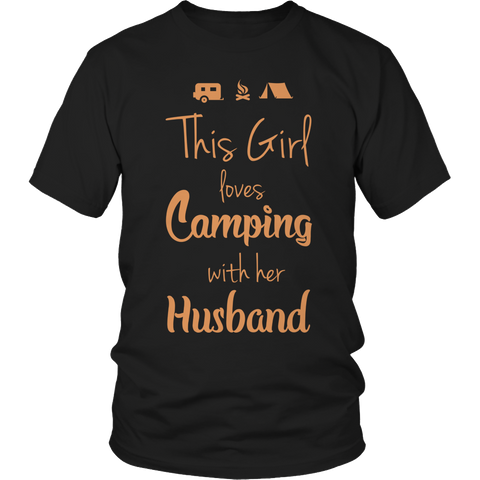 Camping With Her Husband Tee Shirt