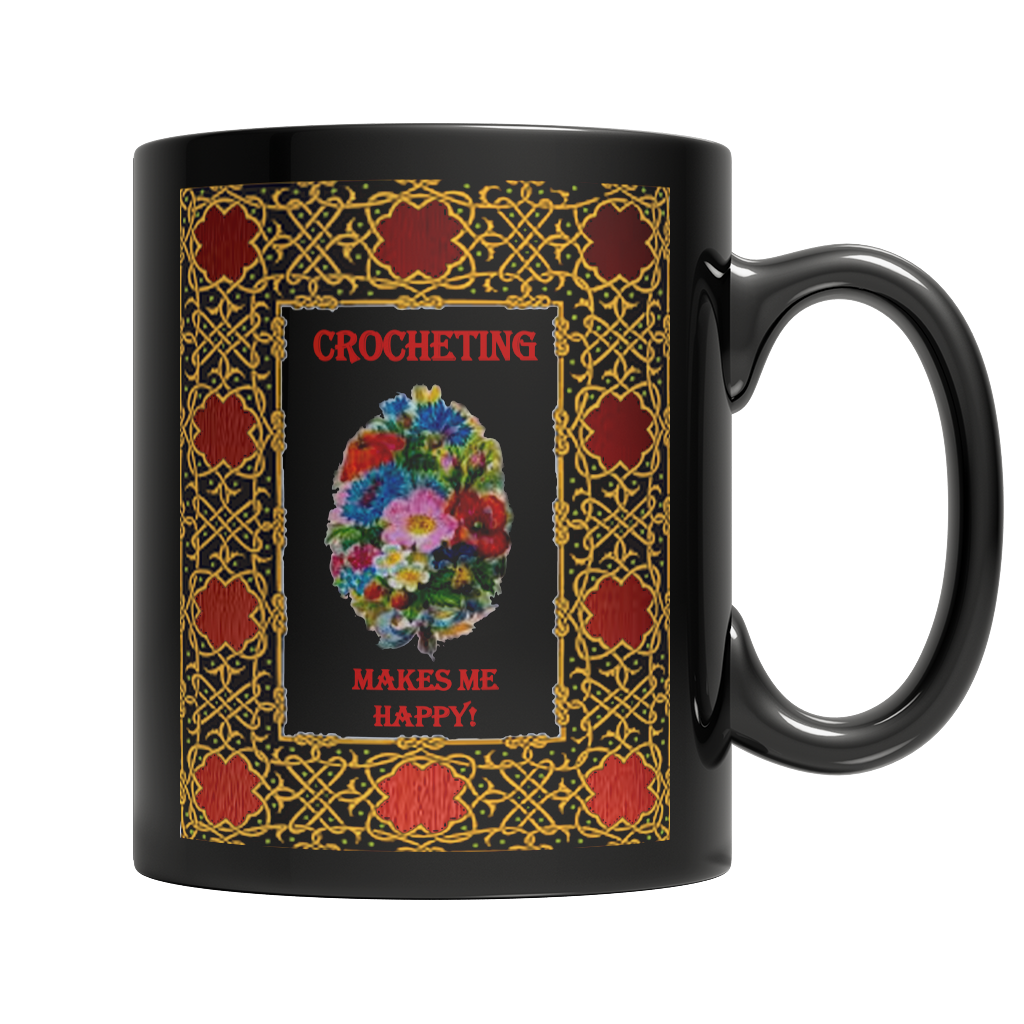 Crocheting Makes Me Happy Dark Mug