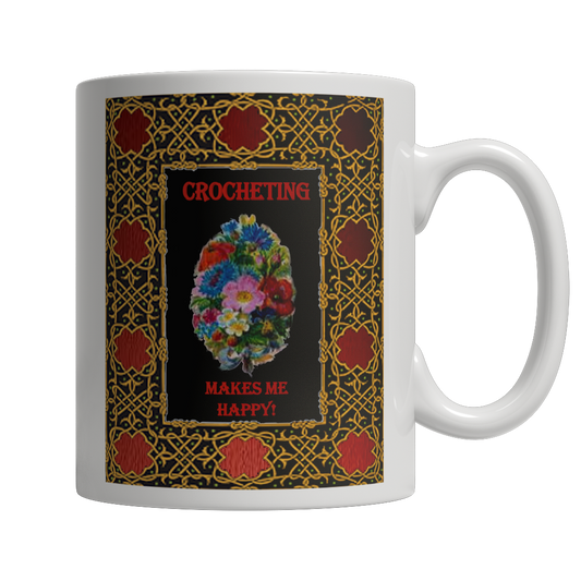 Crochet Makes Me Happy White Mug