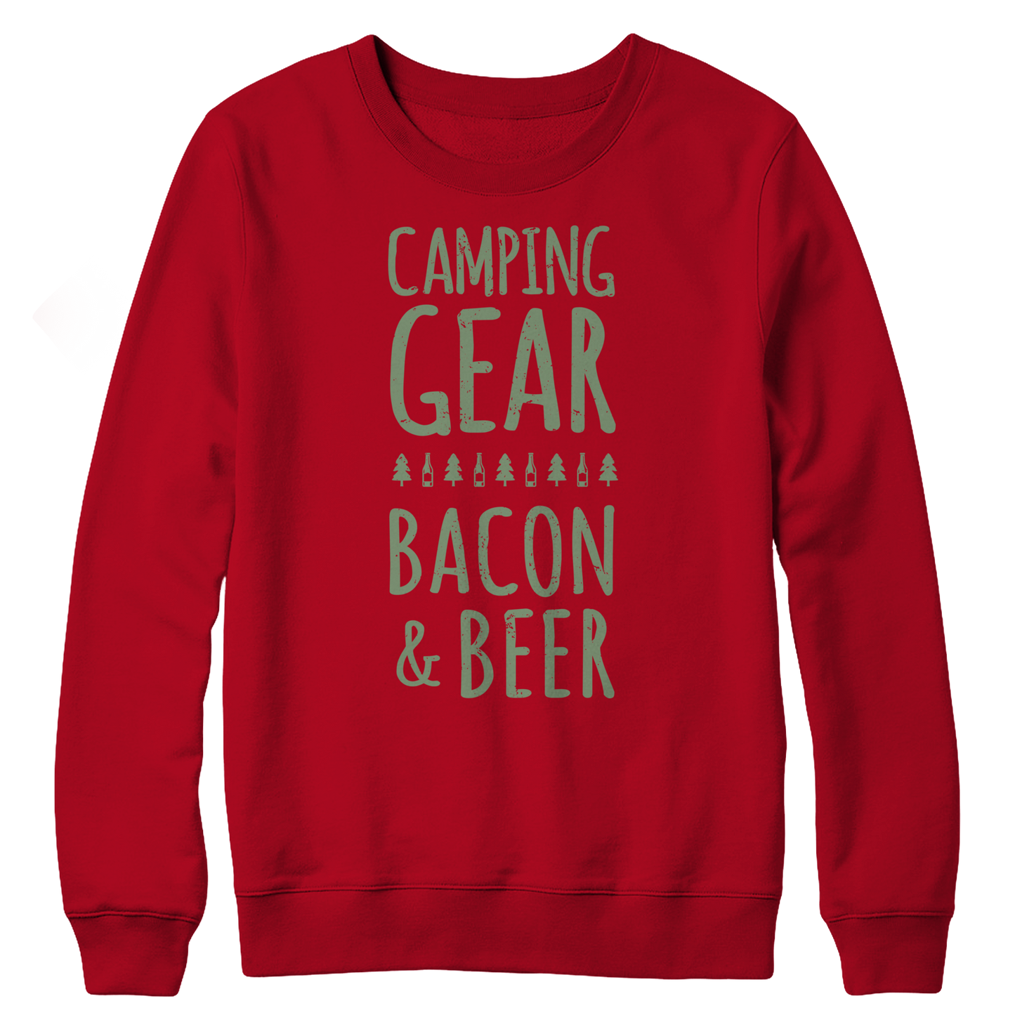 Camping Gear Bacon And Beer Crewneck Fleece