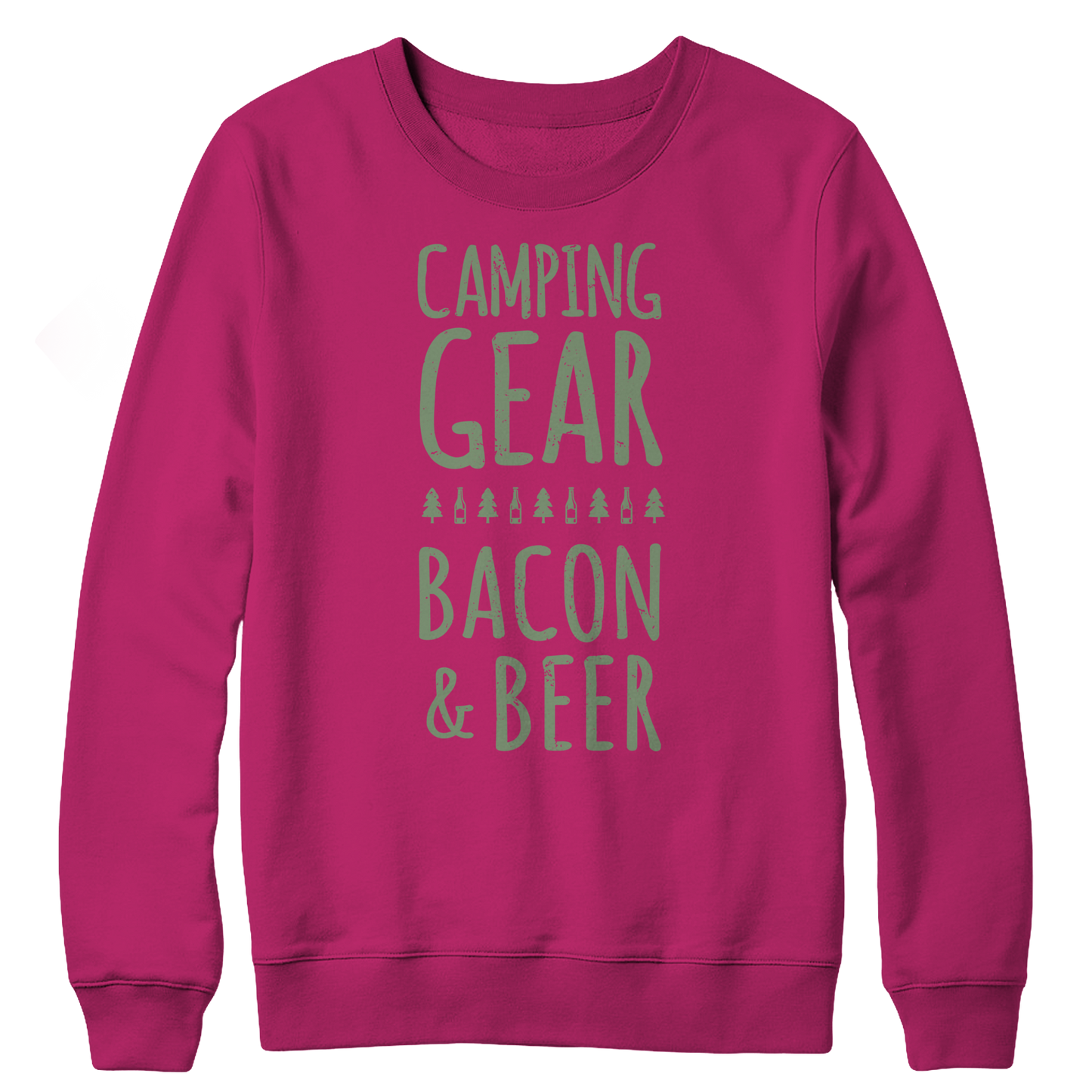 Camping Gear Bacon And Beer Crewneck Fleece