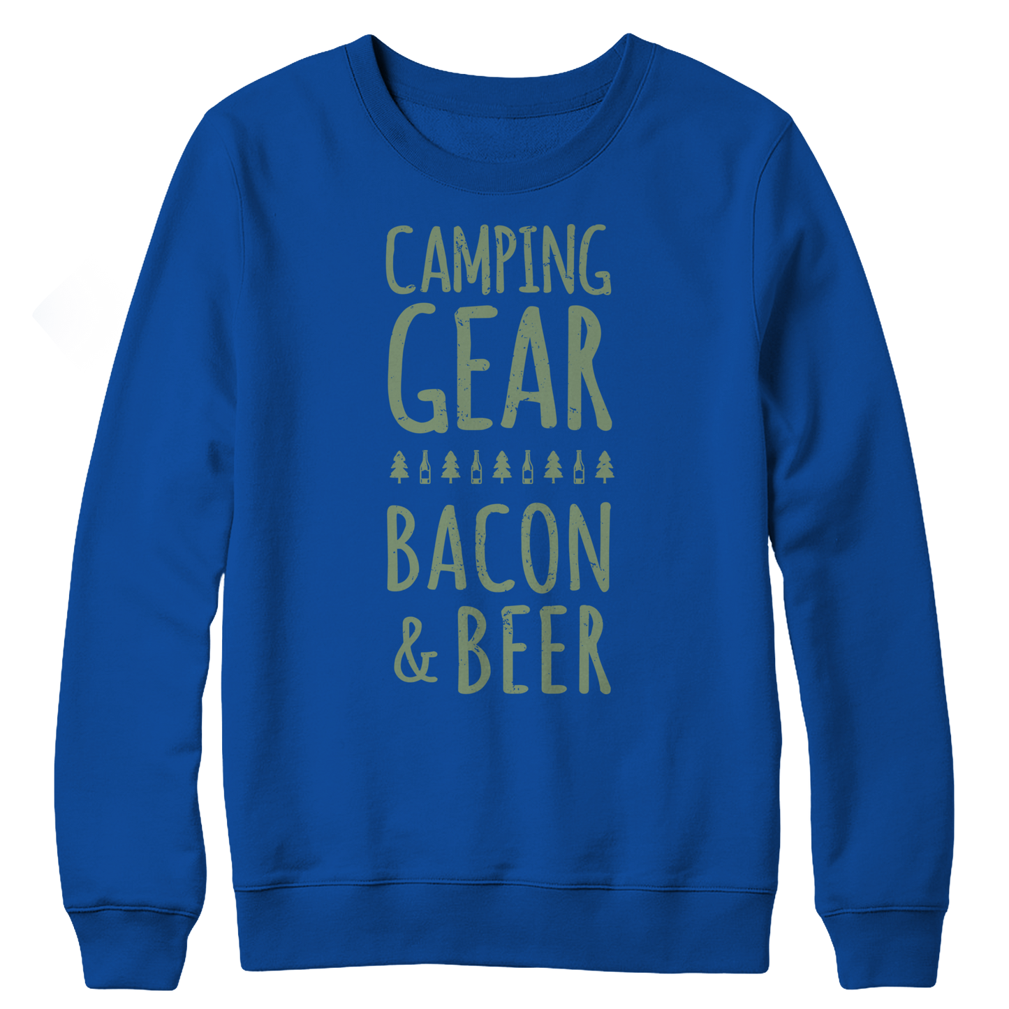 Camping Gear Bacon And Beer Crewneck Fleece