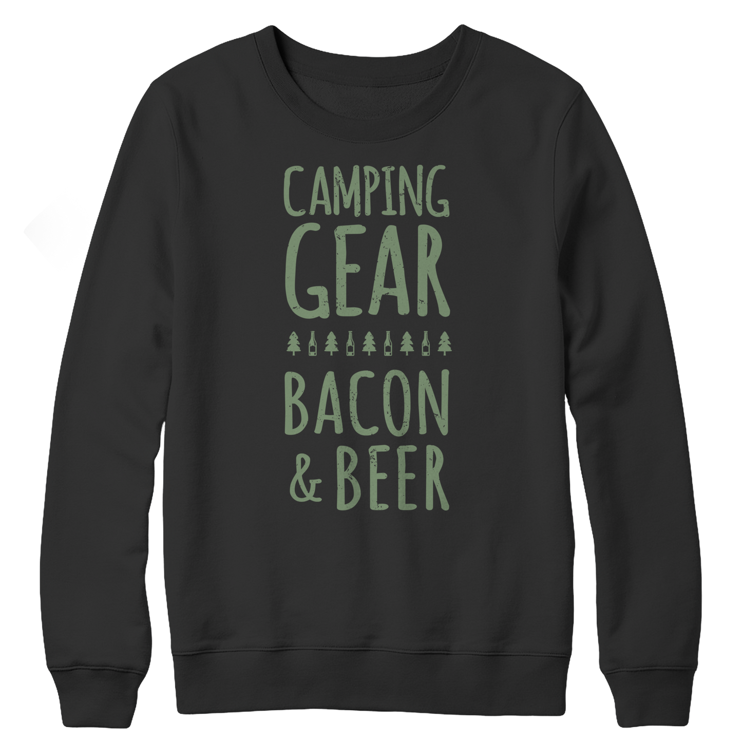 Camping Gear Bacon And Beer Crewneck Fleece