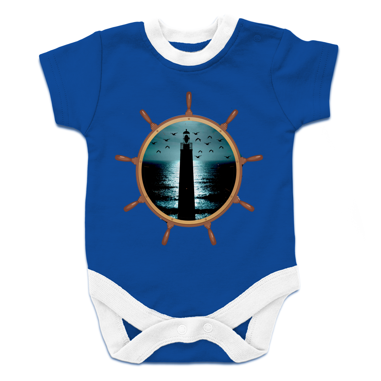 Light House in Ships Wheel Baby Bodysuit