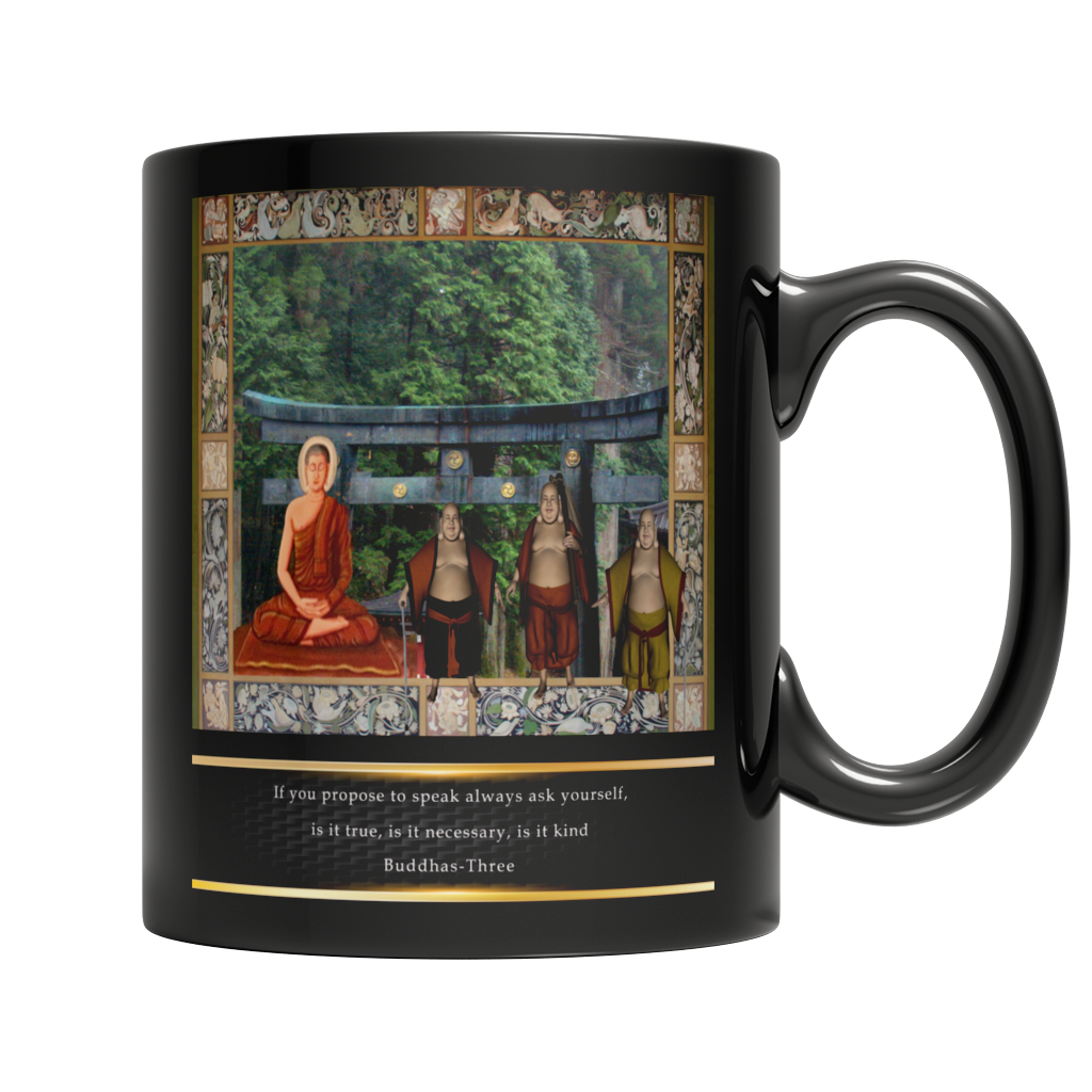 Buddhas at Temple Mug - Black