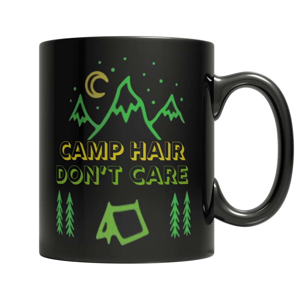 Camp Hair Don't Care Black Mug