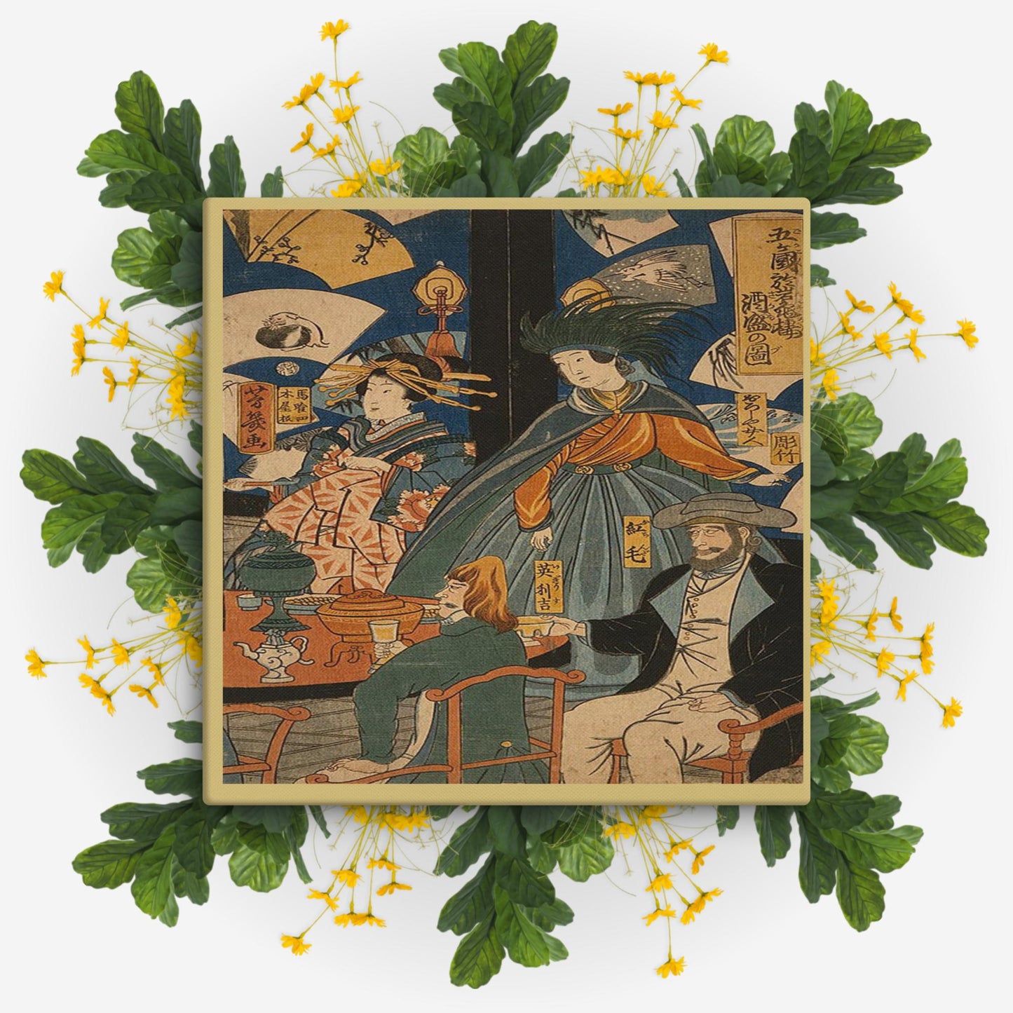 Yoshiiku Ochiai, Picture of a Drinking Party Among People of Five Countries at the Gankiryo Tea House Canvas Wall Art - Large