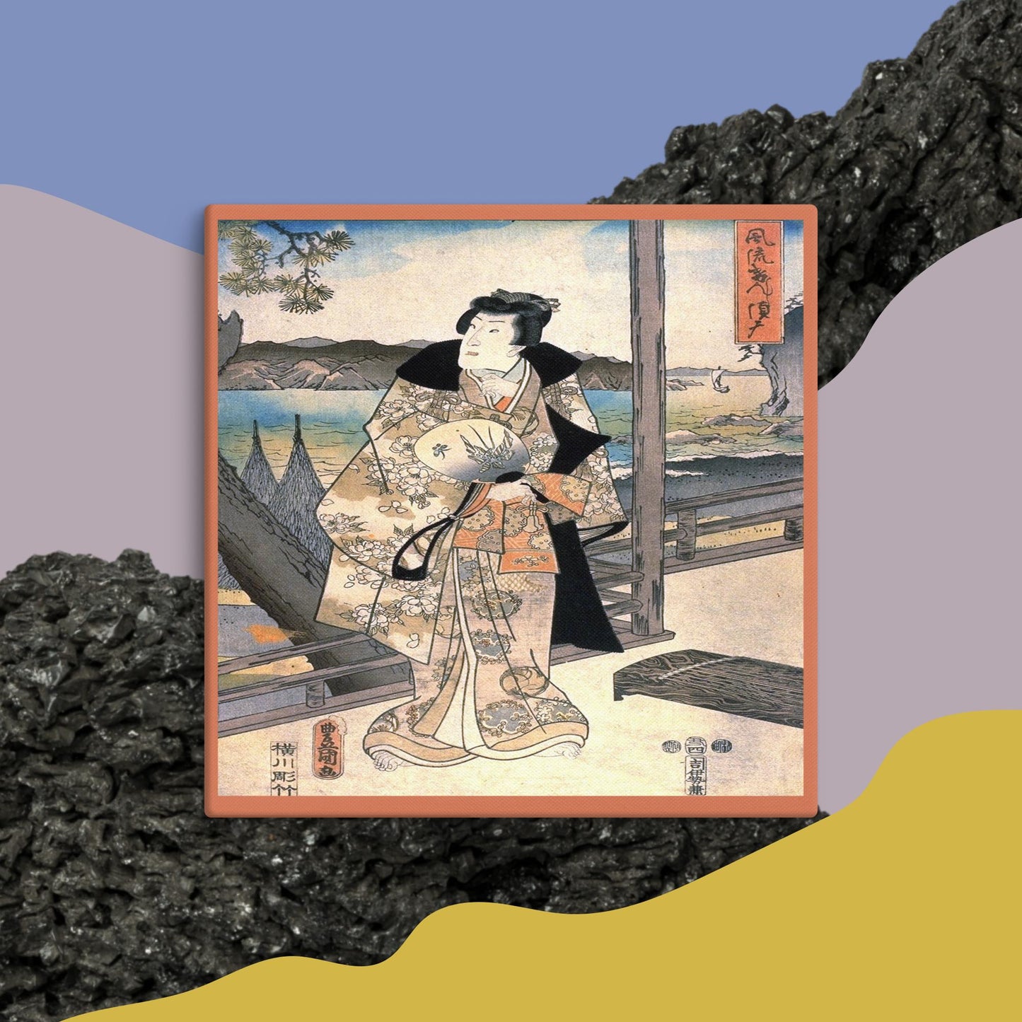 TOYOKUNI, Man With A Fan Canvas Wall Art - Large