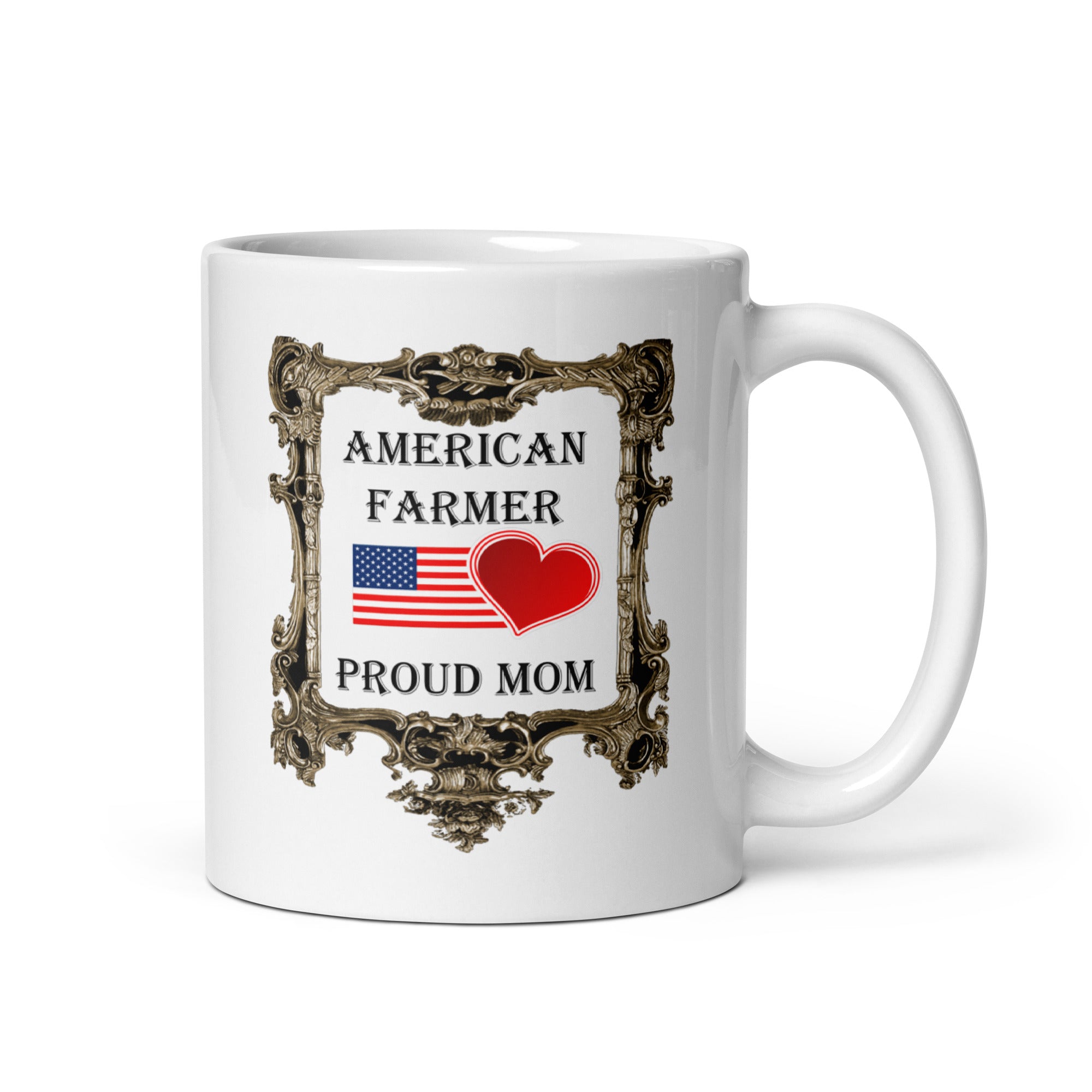 American Farmer - Proud Mom White Glossy Mug