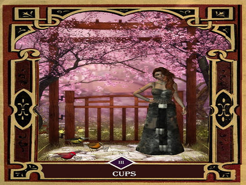 3 of Cups Canvas Wall Art - Tarot Canvas Wall Art - Large One Panel