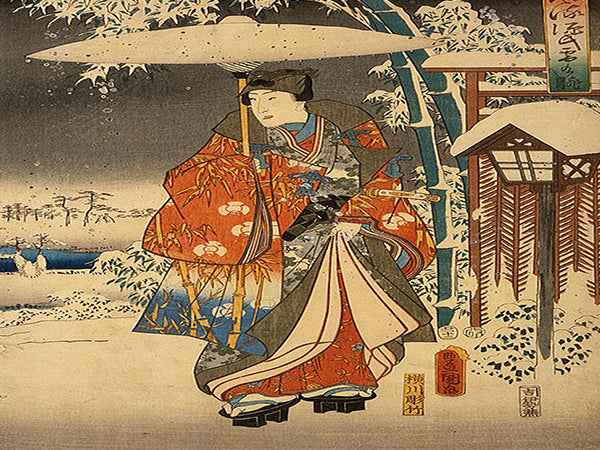 Toyokuni Utagawa, Viewing in the Snow Canvas Wall Art - Large One Panel