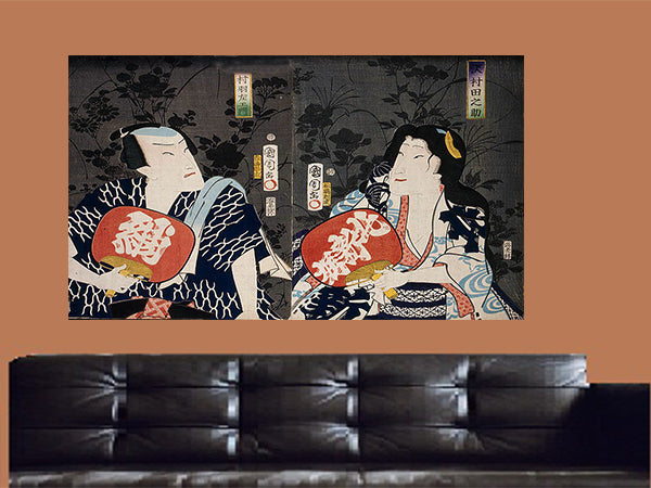 Kunichika Toyohara, Actor Ichimura Uzaemon aka Onoe Kikugoro Canvas Wall Art - Large One Panel