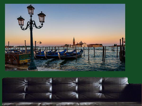 Italian Boats Sunset Canvas Wall Art - Large One Panel