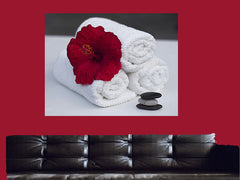 Flower Rocks Towels Spa Canvas Wall Art - Large One Panel