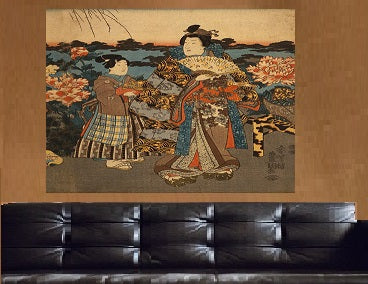 Fukigusa Sono Yuran, Visiting a Flower Garden Two Canvas Wall Art - Large One Panel