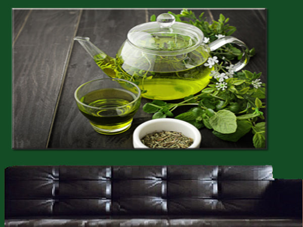 Green Tea Canvas Wall Art - Large One Panel