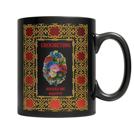 Crocheting Makes Me Happy Dark Mug