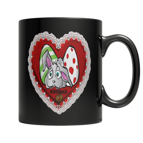 Easter Valentine Moms Day Heart Bunny Dark Mug