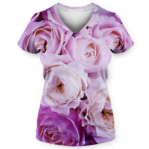 Purple Flowers Sublimation All Over T-Shirt