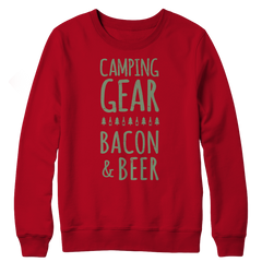 Camping Gear Bacon And Beer Crewneck Fleece