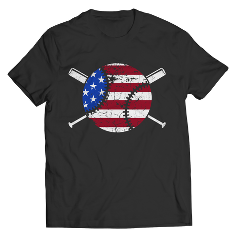 Baseball - USA Flag Unisex Tee Shirt