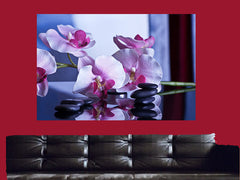 Purple Orchids Stones Spa Canvas Wall Art - Large One Panel