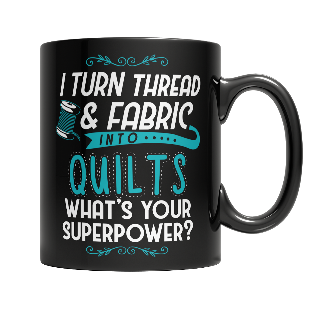 I Turn Thread and Fabric Mug