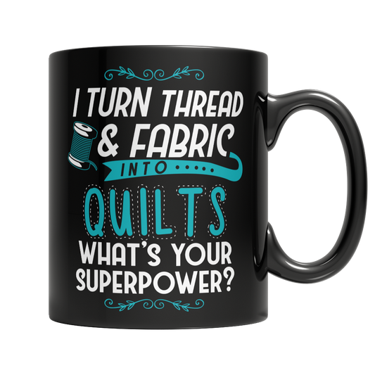 I Turn Thread and Fabric Mug