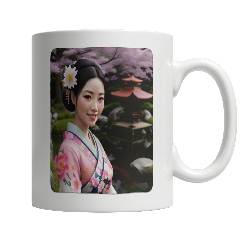 Geisha in a Japanese Garden 11 oz Mug