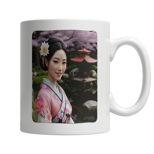 Geisha in a Japanese Garden 11 oz Mug