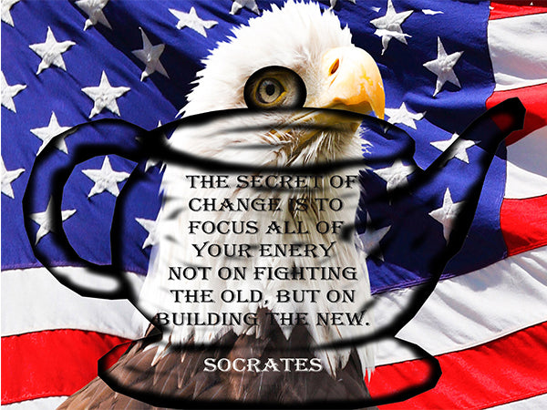 Teapot - US Flag - Eagle - Socrates - Canvas Wall Art - Large One Panel